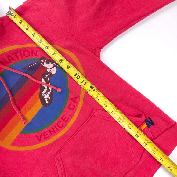 AVIATOR NATION Relaxed Pullover Hoodie Fleece Sweatshirt Athleisure Lounge Red - Picture 4 of 11